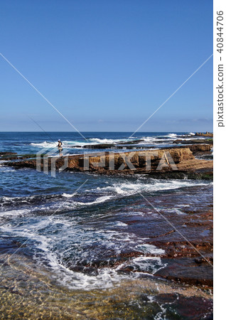 漁民海岸台灣東北部海景台灣海Fisher釣魚者台灣海 40844706