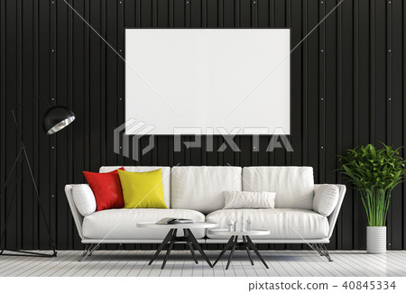 Interior living room metal sheet wall. 3d render Interior living room metal sheet wall. 3d render 40845334