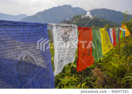 colorful waving prayer flags 40847561