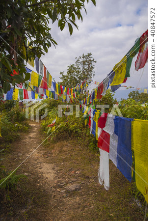 colorful waving prayer flags colorful waving prayer flags 40847572