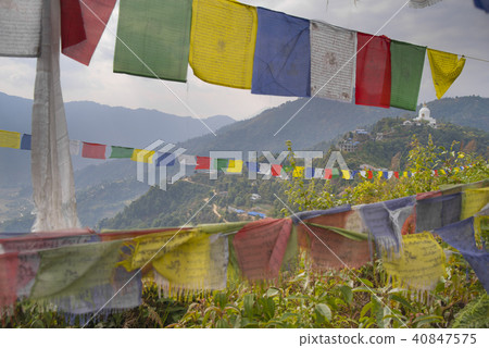 colorful waving prayer flags colorful waving prayer flags 40847575