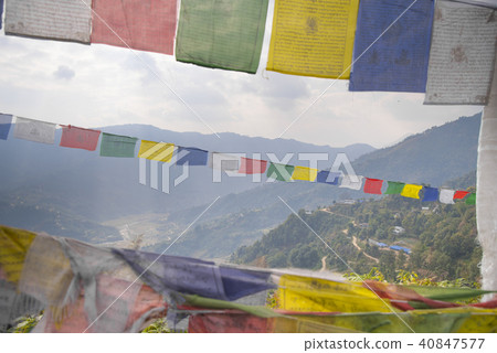 colorful waving prayer flags colorful waving prayer flags 40847577