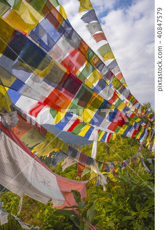 colorful waving prayer flags 40847579