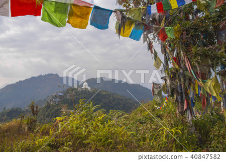 colorful waving prayer flags colorful waving prayer flags 40847582