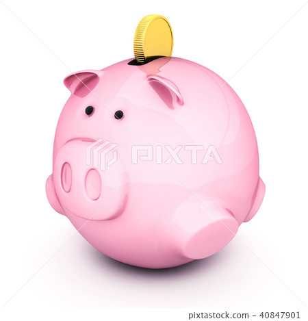 Fat, pink piggy bank 40847901