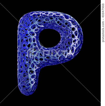 Blue plastic letter P with abstract holes. 3d Blue plastic letter P with abstract holes. 3d 40847988
