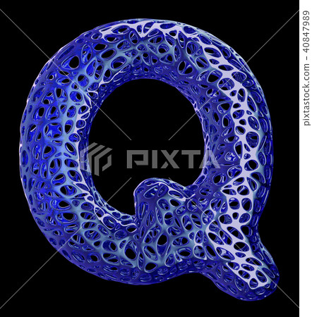 Blue plastic letter Q with abstract holes. 3d Blue plastic letter Q with abstract holes. 3d 40847989