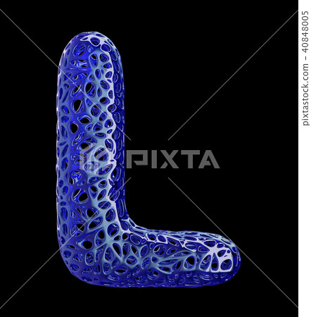 Blue plastic letter L with abstract holes. 3d 40848005