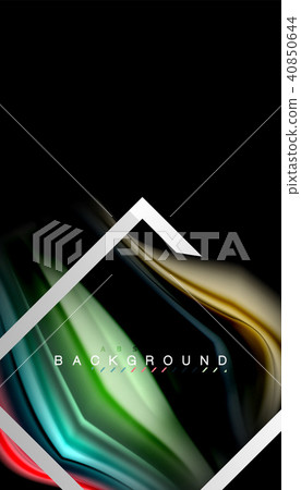 Liquid fluid colors holographic design with metallic style line shape 40850644