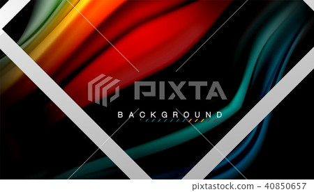 Liquid fluid colors holographic design with metallic style line shape 40850657