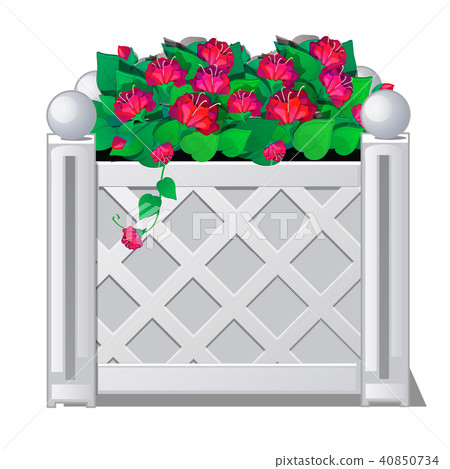 Decorative fence with red flowers. Vector illustration. Decorative fence with red flowers. Vector illustration. 40850734