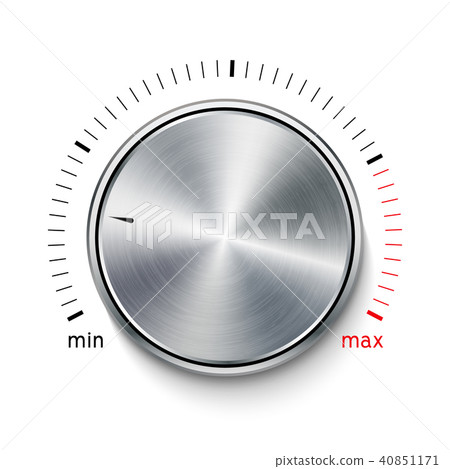 Volume button knob metal texture steel chrome. 40851171