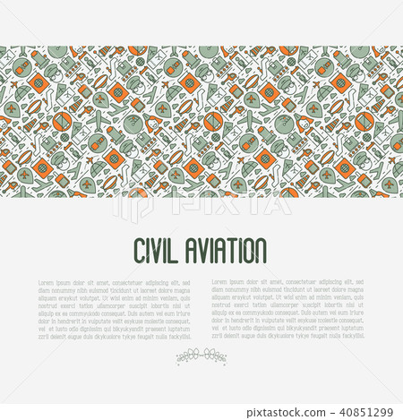 Civil aviation concept contains thin line icons 40851299