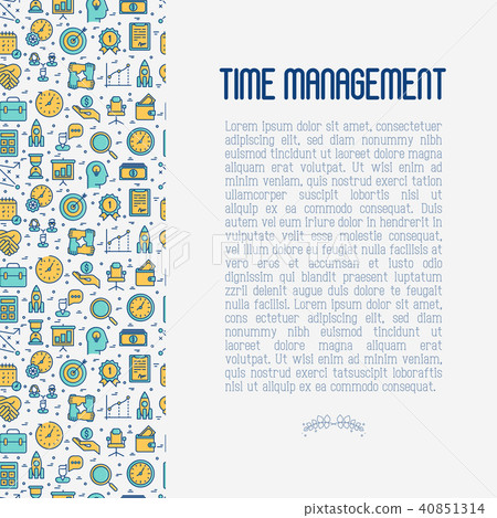 Time management concept with thin line icons - Stock Illustration ...