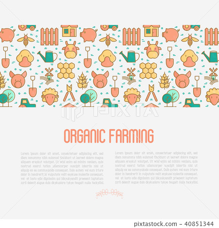 Organic farming concept with thin line icons - Stock Illustration ...