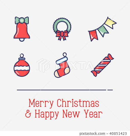 Christmas and New Year thin line symbols 40851423