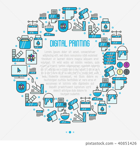 Digital printing concept in circle 40851426