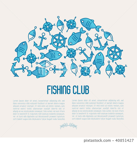 Fishing club concept in half circle 40851427