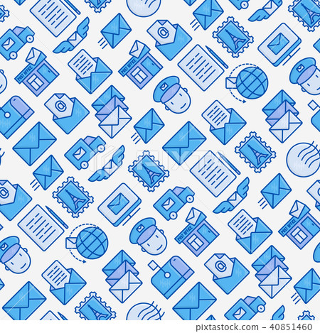 Post office seamless pattern with thin line icons 40851460