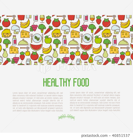 Organic food concept with thin line icons - Stock Illustration ...