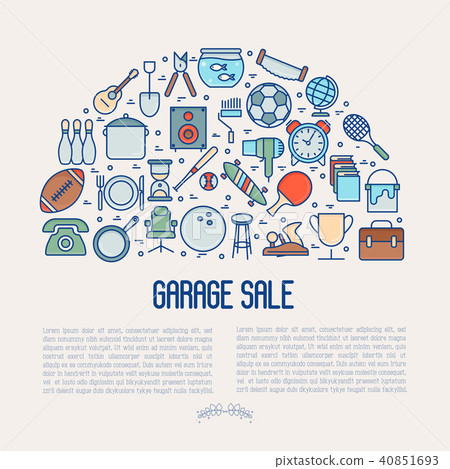 Garage sale or flea market concept in half circle 40851693