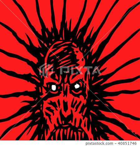 Evil face of a bloodthirsty monster. Vector Evil face of a bloodthirsty monster. Vector 40851746