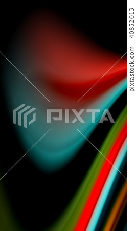 Fluid rainbow colors on black background, vector wave lines and swirls 40852013