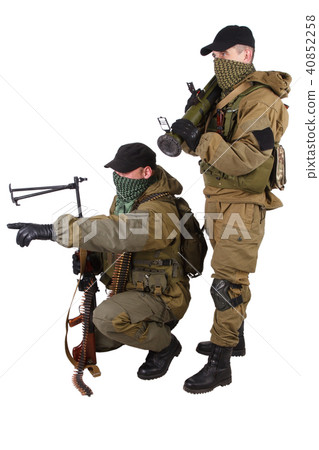 mercenaries with machine gun and rocket launcher 40852258