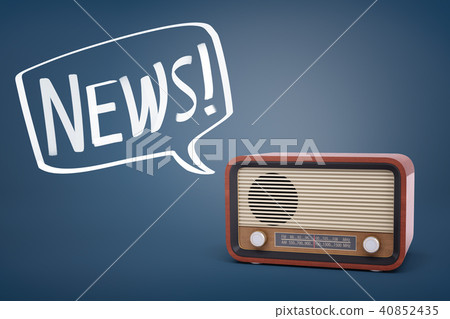 3d rendering of a brown retro radio set with on a blue background and a speech bubble with a word 3d rendering of a brown retro radio set with on a blue background and a speech bubble with a word 40852435