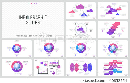 Huge set of minimal infographic design layouts. Round diagrams with jigsaw puzzle pieces placed Huge set of minimal infographic design layouts. Round diagrams with jigsaw puzzle pieces placed 40852554