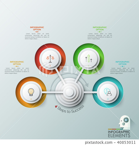 Modern infographic design template with 4 round... - Stock Illustration ...