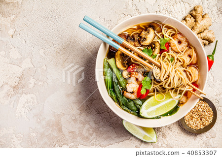 Asian soup with noodles Asian soup with noodles 40853307