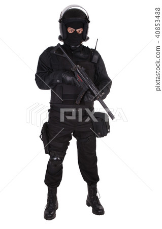 Riot police officer in black uniform Riot police officer in black uniform 40853488