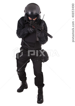 Riot police officer in black uniform Riot police officer in black uniform 40853490
