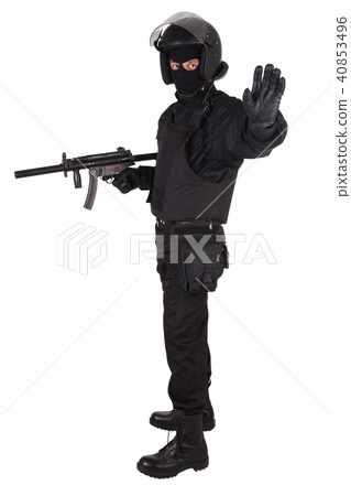 Riot police officer in black uniform Riot police officer in black uniform 40853496