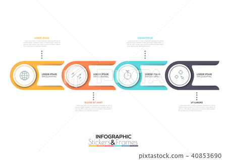 Four round elements connected with text boxes... - Stock Illustration ...