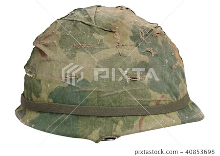 US Army helmet with camouflage cover Vietnam war US Army helmet with camouflage cover Vietnam war 40853698
