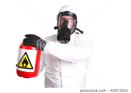 Man in a suit of chemical protection 40853803