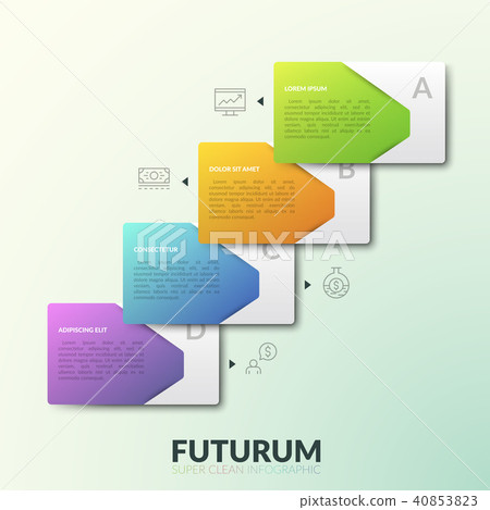 Four overlaying rectangular elements with text... - Stock Illustration ...