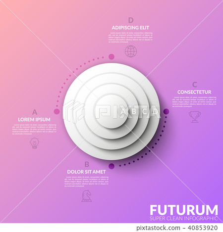 Circular chart with four round elements placed... - Stock Illustration ...