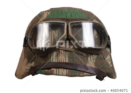 camouflaged nazi german helmet with goggles 40854071