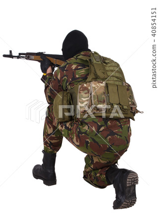 Ukrainian militiaman with kalashnikov rifle 40854151