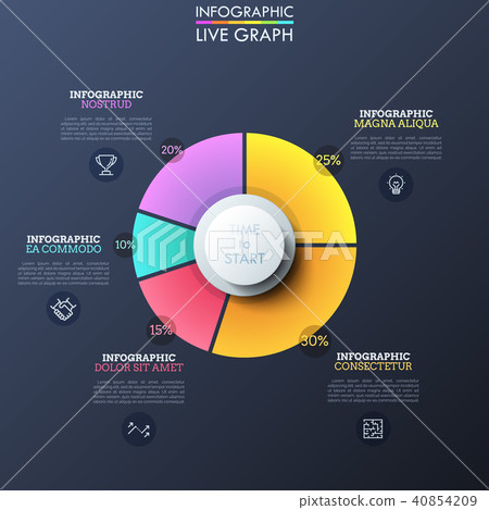 Circular pie chart with colorful sectors of... - Stock Illustration ...