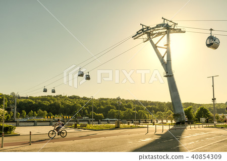 Urban modern cable car in Luzhniki park, Moscow Urban modern cable car in Luzhniki park, Moscow 40854309
