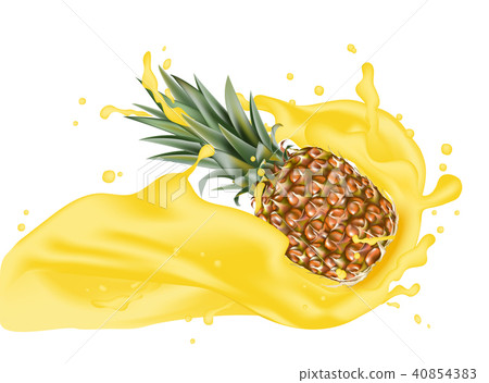 Pineapple 3d vector with realistic splash design - Stock Illustration ...