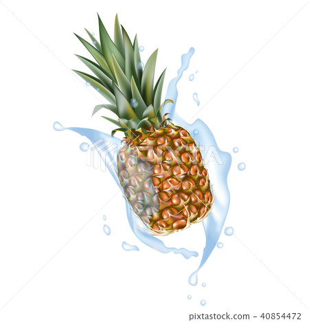 Pineapple 3d vector with realistic splash design  40854472