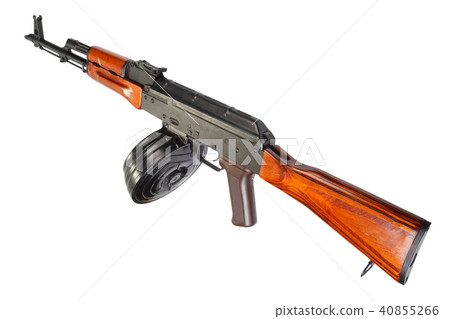 Kalashnikov assault rifle with Round Drum Magazine Kalashnikov assault rifle with Round Drum Magazine 40855266