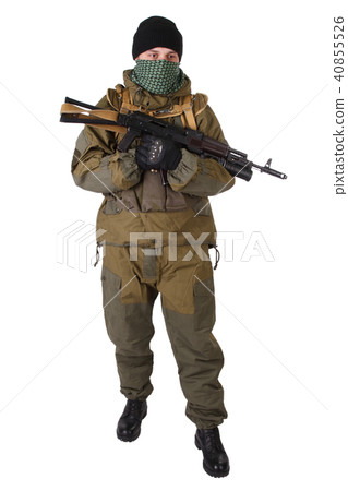 insurgent wearing shemagh with kalashnikov rifle 40855526