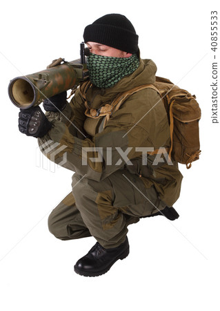 insurgent wearing shemagh with RPG rocket launcher 40855533