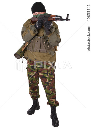 insurgent wearing shemagh with kalashnikov rifle insurgent wearing shemagh with kalashnikov rifle 40855541